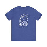 Kitty Tee - Cat Graphic Tee in Heather True Royal
