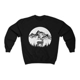 deer graphic on the unisex crewneck sweatshirt - Black