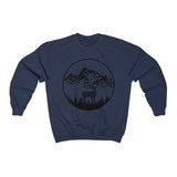 deer graphic on the unisex crewneck sweatshirt - Navy