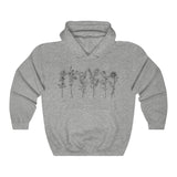 Wild Flowers Hoodie front view with flower prin in Sport Grey