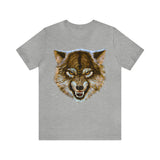 Angry Wolf image on unisex cotton T-shirt - Athletic Heather