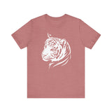 Tiger graphic tee front view – high-quality cotton shirt in Heather Mauve