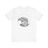 Eagle Eye Tee Front View: Eagle graphic on a unisex cotton t-shirt | White