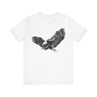 Eagle design graphic on unisex jersey short sleeve tee in White