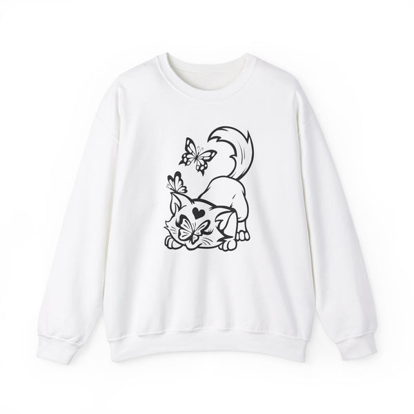 Adorable kitty sweatshirt with cute design in White