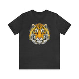 Tiger print graphic on high-quality cotton tee in Dark Grey Heather