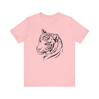 Tiger graphic tee front view – high-quality cotton shirt in Pink