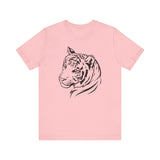 Tiger graphic tee front view – high-quality cotton shirt in Pink