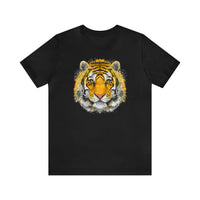 Tiger print graphic on high-quality cotton tee in Black