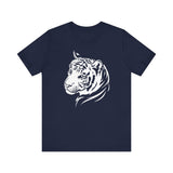 Tiger graphic tee front view – high-quality cotton shirt in Navy