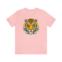 Tiger print graphic on high-quality cotton tee in Pink