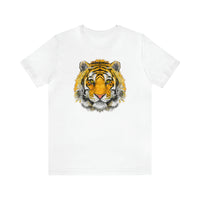 Tiger print graphic on high-quality cotton tee in White