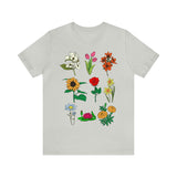 Unisex jersey short sleeve tee with floral print design in Silver