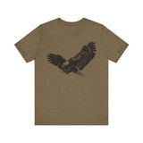 Eagle design graphic on unisex jersey short sleeve tee in Heather Olive