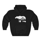 Front view of Bearvironment Hoodie with hand-drawn bear silhouette - Black