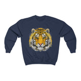 Tiger print sweatshirt front view - Animal print crewneck in Navy