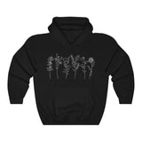 Wild Flowers Hoodie front view with flower prin in Black