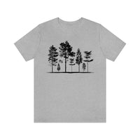 Trees Tee - Front view showing tree graphic desig in Sport Grey