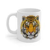 White Tiger Mug with bold tiger print - 11 oz ceramic mug