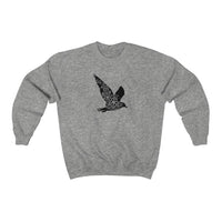 Bird Print Sweatshirt with Floral Design in Sport Grey