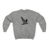 Bird Print Sweatshirt with Floral Design in Sport Grey