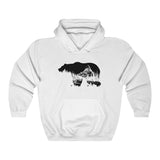 Front view of Bearvironment Hoodie with hand-drawn bear silhouette - White