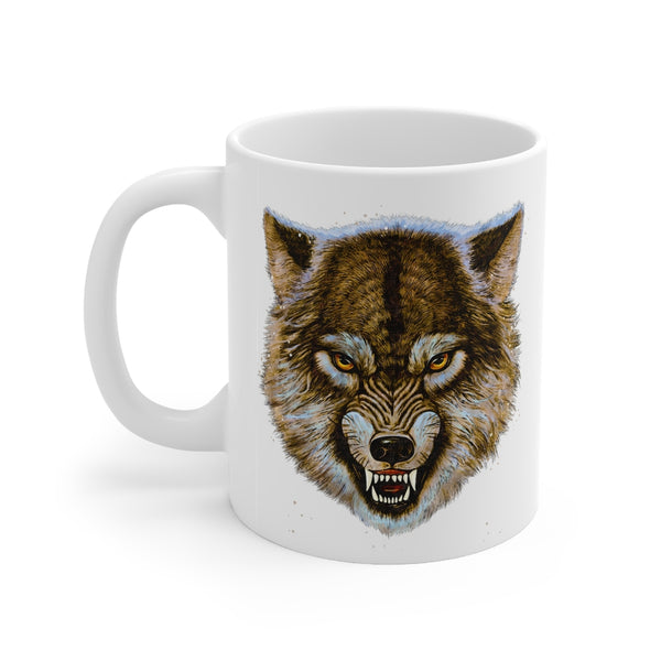 Wolf Mug - White Ceramic with Wolf Design