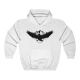 Eagle Hoodie with Bold Graphic - Unisex Heavy-Blend Sweatshirt in White