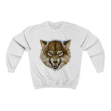 Angry Wolf Sweatshirt with Graphic Print - White