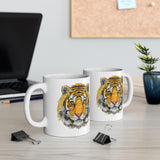 Ceramic Tiger Mug for coffee - White with tiger design