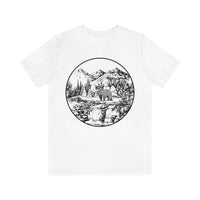 Walking Bear Tee with hand-drawn bear graphic in White