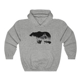 Front view of Bearvironment Hoodie with hand-drawn bear silhouette - Sport Grey