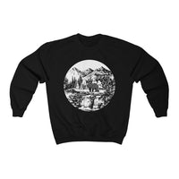 Walking Bear Sweatshirt - Unisex Crewneck Design in Black