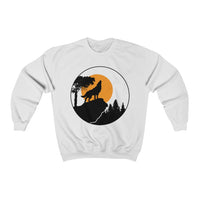 Howling Wolf Print Sweatshirt fabric in White