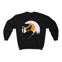 Howling Wolf Print Sweatshirt fabric in Black