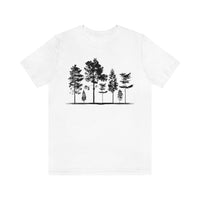 Trees Tee - Front view showing tree graphic desig in White