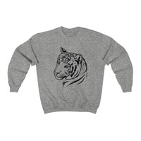 Tiger Sweatshirt front view featuring bold tiger graphic - Sport Grey