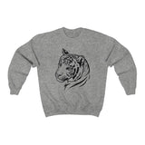 Tiger Sweatshirt front view featuring bold tiger graphic - Sport Grey