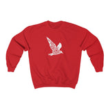 Bird Print Sweatshirt with Floral Design in Red