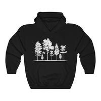 Trees Hoodie with tree design on a comfortable unisex heavy blend hoodie in Black