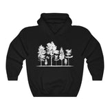 Trees Hoodie with tree design on a comfortable unisex heavy blend hoodie in Black