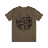 Walking Bear Tee with hand-drawn bear graphic in Heather Olive