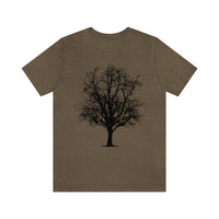 Single Tree Shirt - Simple Tree Design in Heather Olive