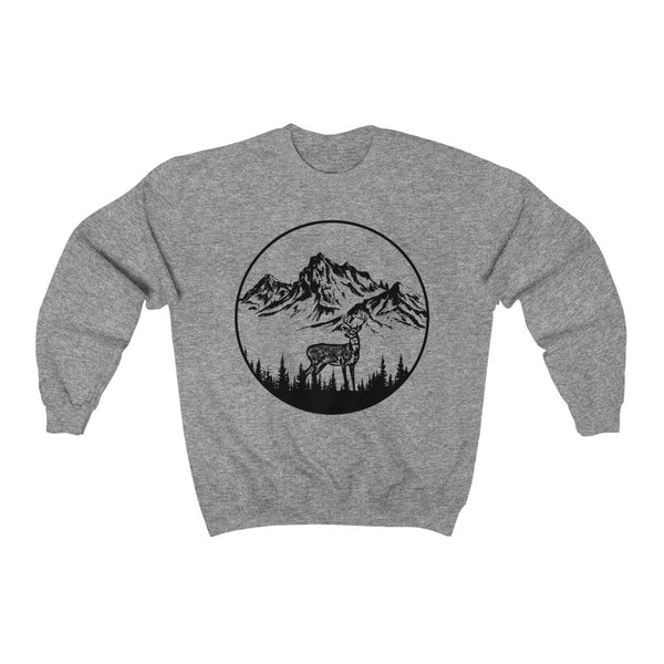  deer graphic on the unisex crewneck sweatshirt - Sport Grey