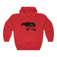 Front view of Bearvironment Hoodie with hand-drawn bear silhouette - Red