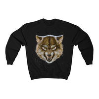 Angry Wolf Sweatshirt with Graphic Print - Black