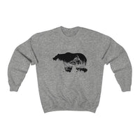 Front view of Bearvironment Sweatshirt with hand-drawn bear landscape - Sport Grey