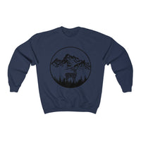  deer graphic on the unisex crewneck sweatshirt - Navy