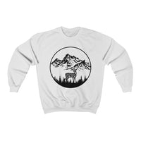  deer graphic on the unisex crewneck sweatshirt - White