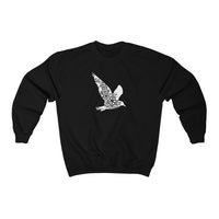 Bird Print Sweatshirt with Floral Design in Black